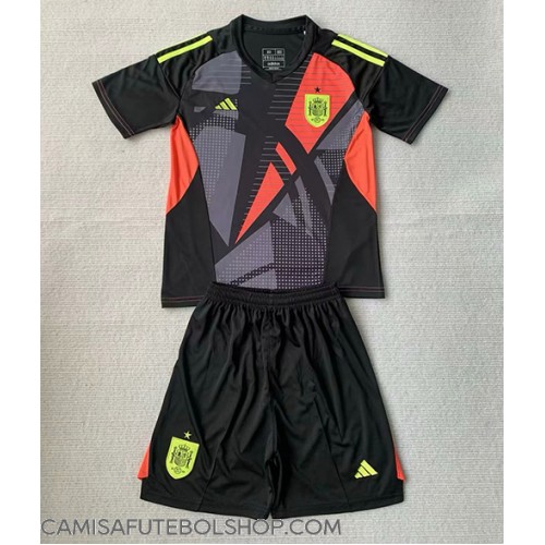 Camisa de time de futebol Espanha Goleiro Replicas 1º Equipamento Infantil Europeu 2024 Manga Curta (+ Calças curtas)